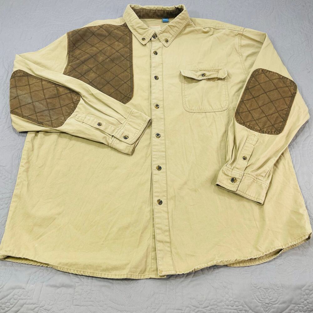 Vintage Shooting Shirt Button Legacy Falls Brown Tan Padded XXL Cotton Flap